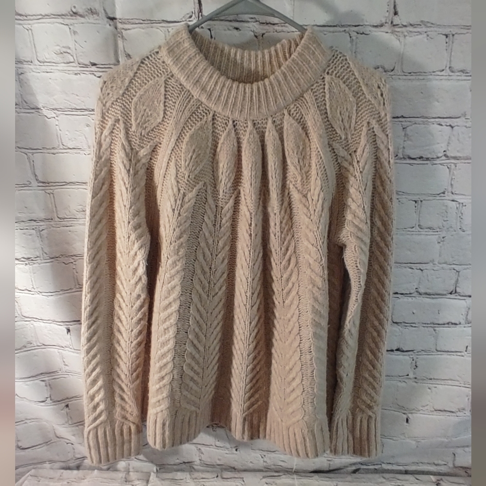 Tuckernuck Cream Royal Peacock Cable Knit Sweater S
